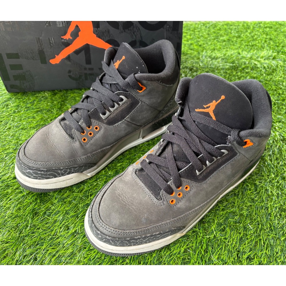 Air Jordan 3 Retro GS Fear Pack Night Stadium Grey Orange DM0967-080 Size 7Y